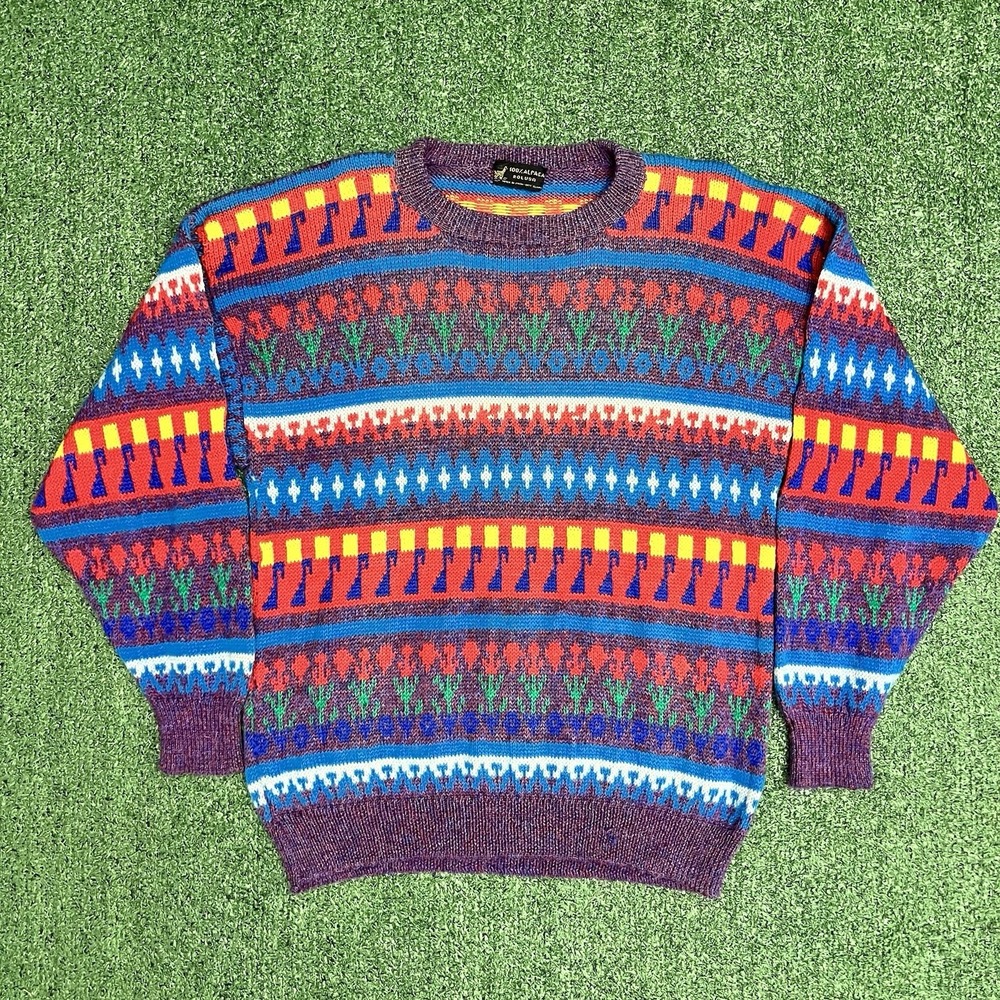 Men's Vintage 1990's 100% Alpaca Coogi Style Cosby Biggie Pullover Sweater M